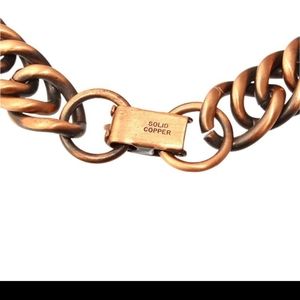 Vintage Solid Copper Chain Bracelet Thick Wide Double Curb